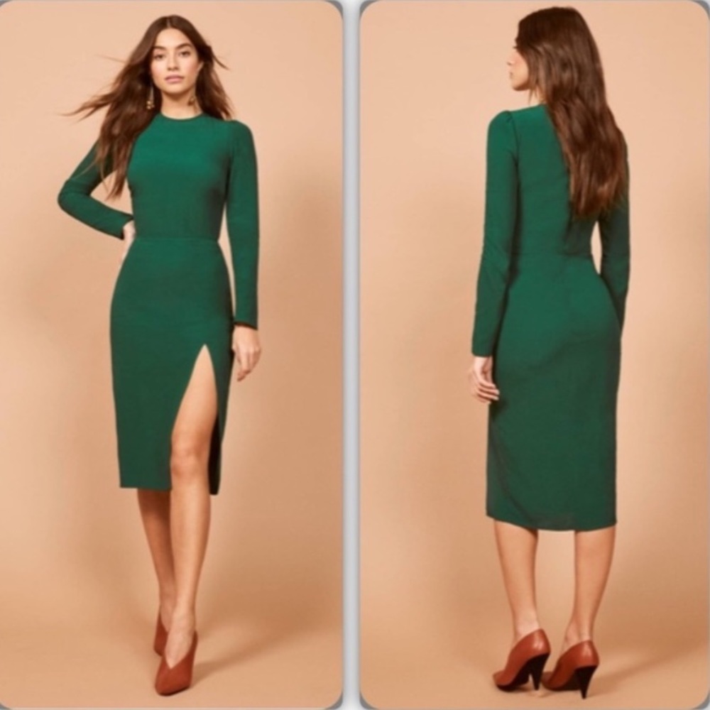 Reformation Illana Green Midi Dress B422